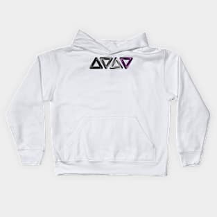 Asexual Pride Flag Colored Twisted Triangles Optical Illusions Kids Hoodie